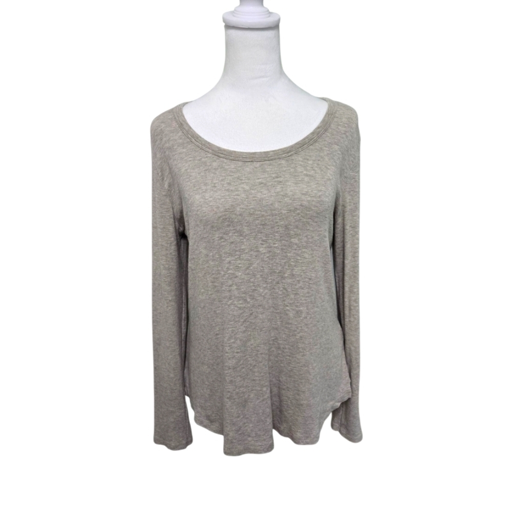 Cynthia Rowley Gray Long Sleeve Scoop Neck Relaxed T-Shirt Size L